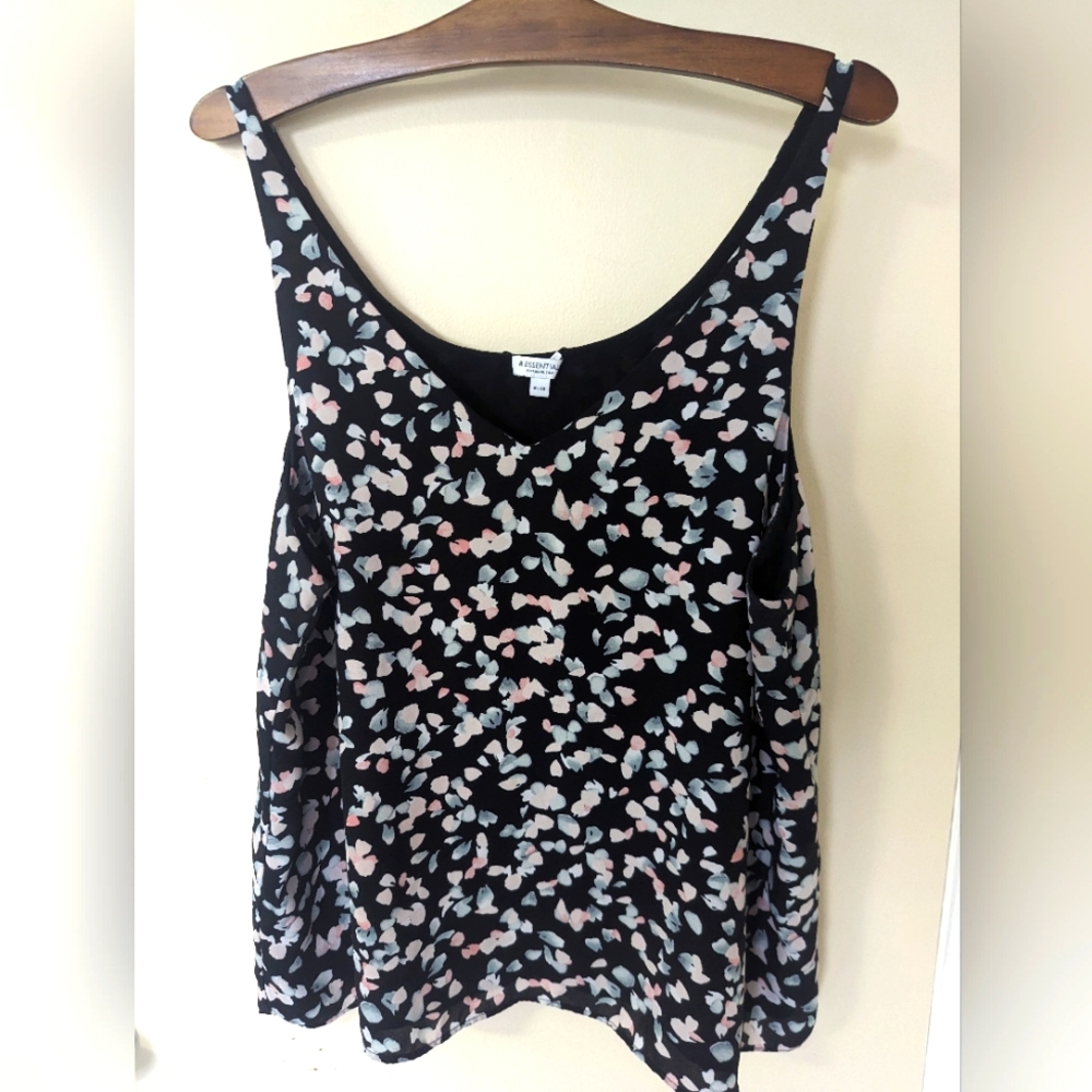 Reitmans Pastel Patterned Black Cami Ladies Size Extra Large Loose Fit